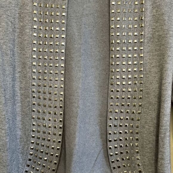 Belldini Heather Gray Knit Open Front Silvertone Stud Trim Sweater Sz S - Picture 4 of 11